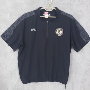 Wisconsin Woodchucks Jacket Mens XL Black Rawlings Baseball Quarter Zip
